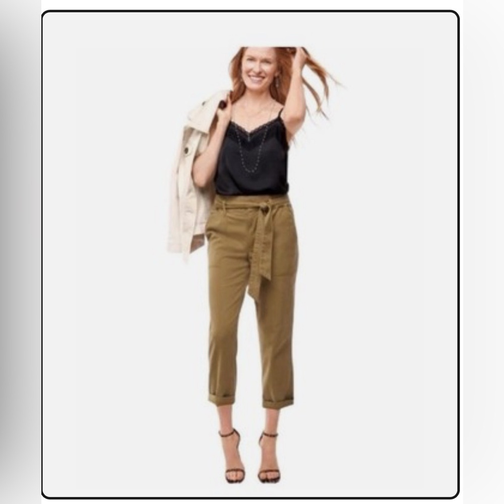 Cabi Discovery Paperbag Trousers Style 5693 Hi-Rise Self Tie Waist Womens 8 EUC - Picture 6 of 9